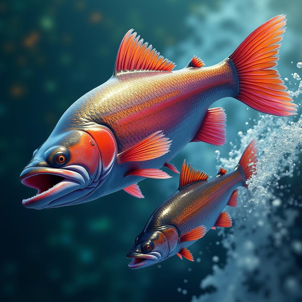 Hybrid Fish Leaping, Fantasy Concept Art