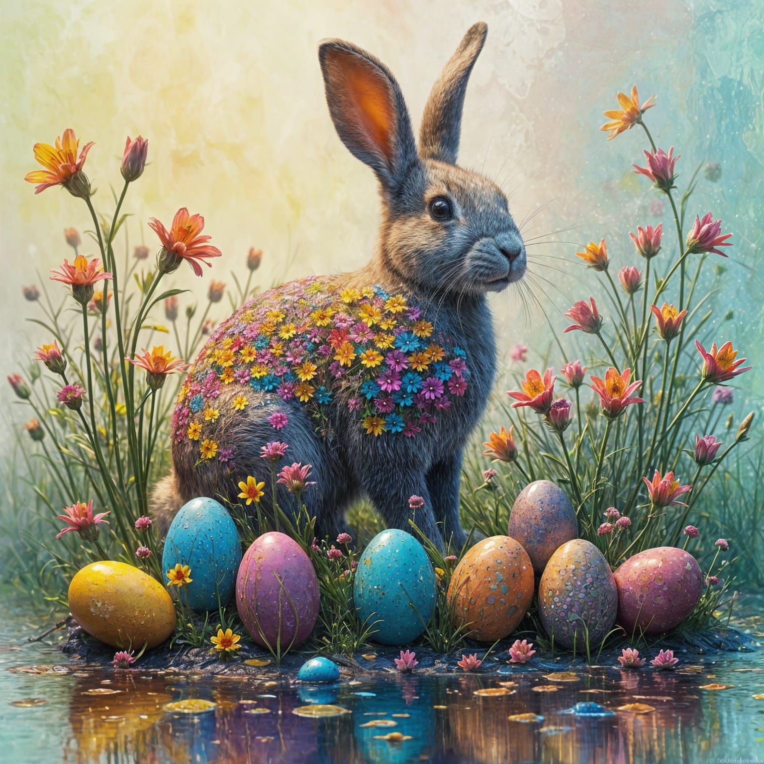 Vibrant Easter Bunny in Multicolored Masterpiece