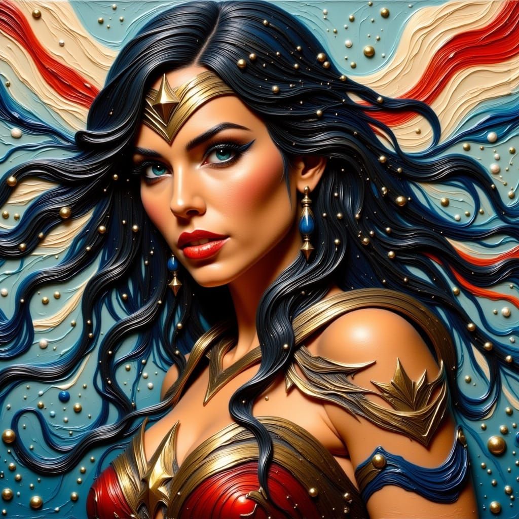 Wonder Woman in 3D Oil Painting Style