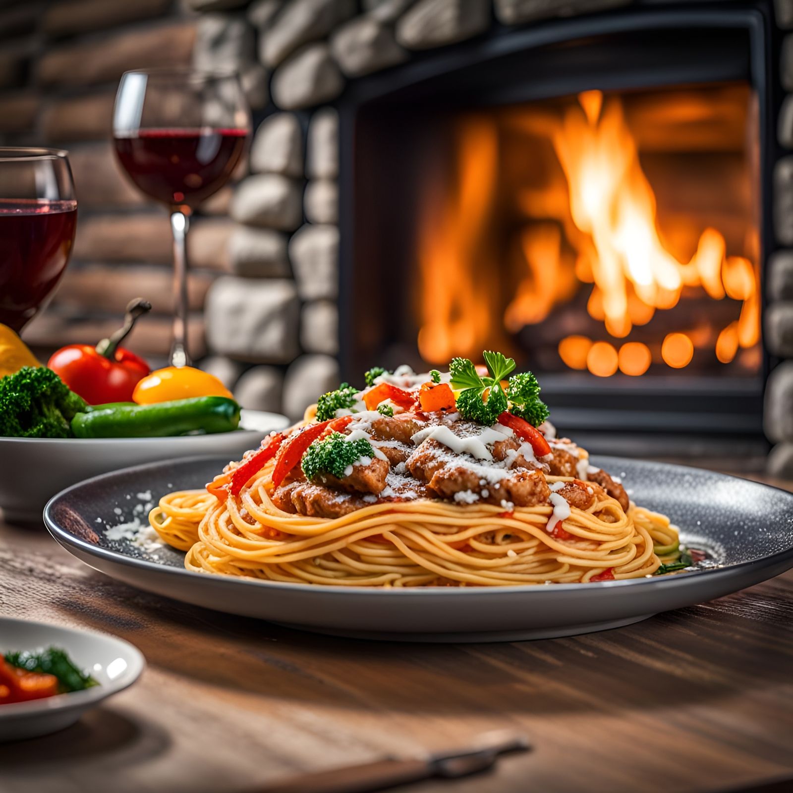 Delicious Spaghetti Bolognese with Parmesan and Vegetables