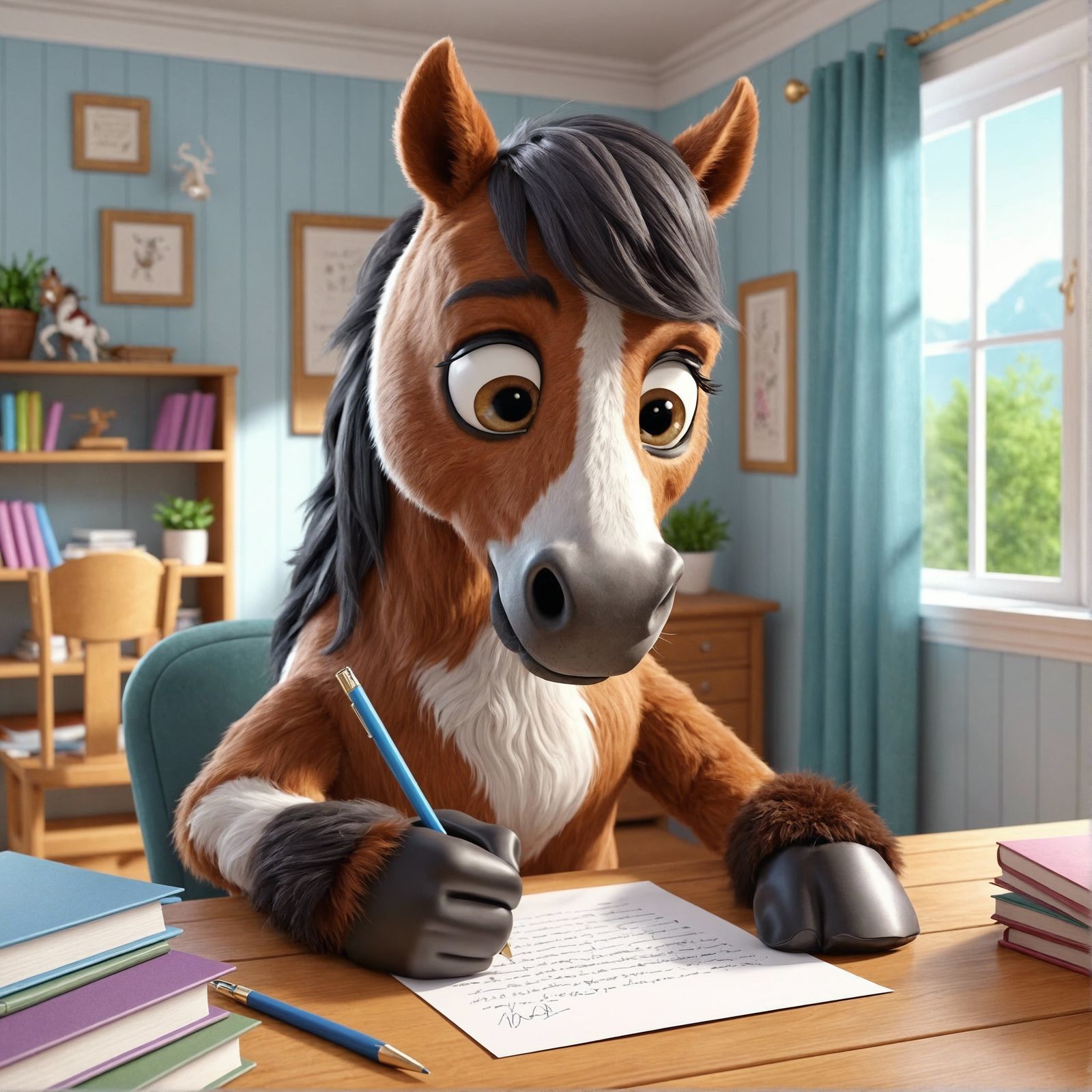 Cartoon Horse Writes a Letter: CGI Animation