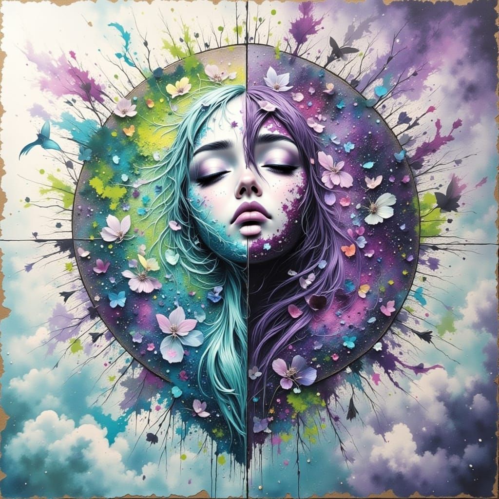 Abstract Elegy: Expressionist Painting Under Silver Sky