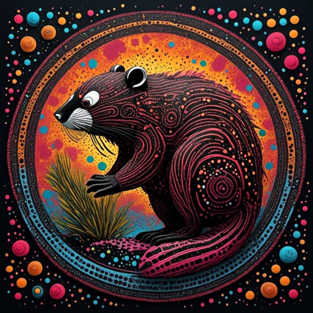 Aboriginal Dot Art of a Beaver