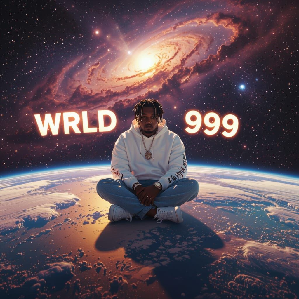 Juice WRLD on Planet with Glowing Text