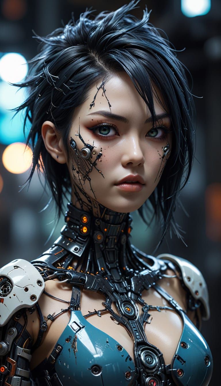Gothic Gynoid with Cyberpunk Background - Realistic Concept ...