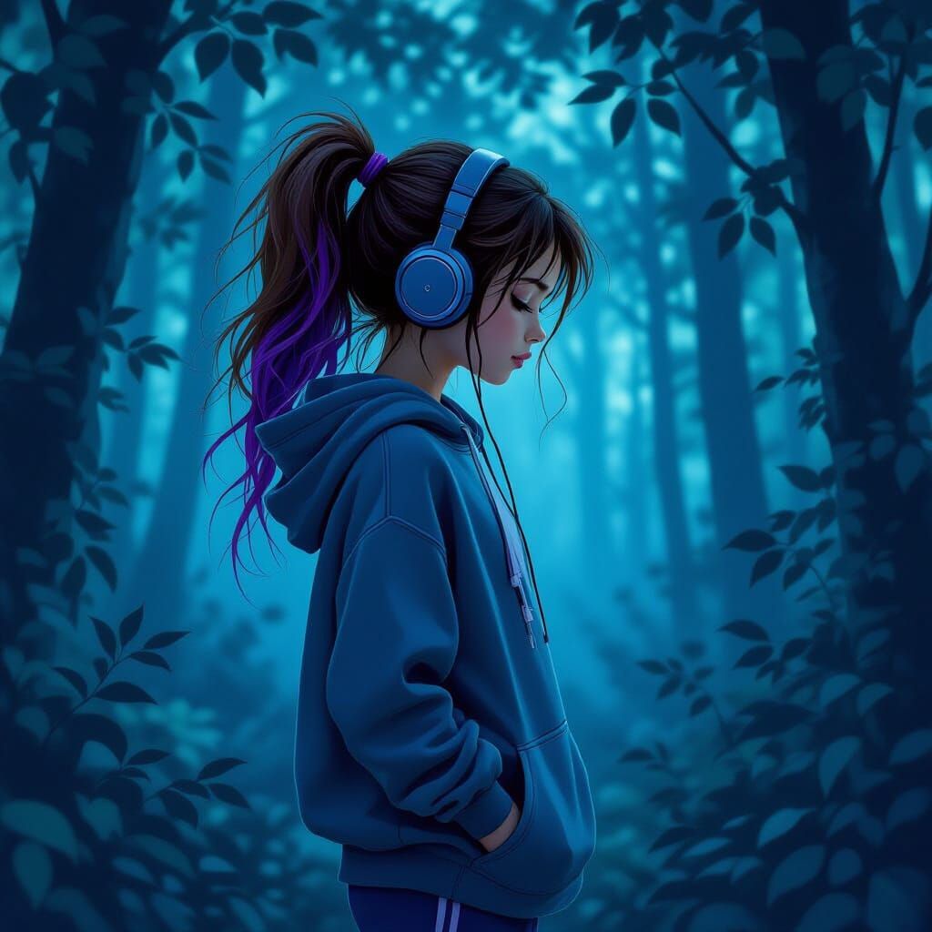 Lost Girl in Ethereal Twilight Forest