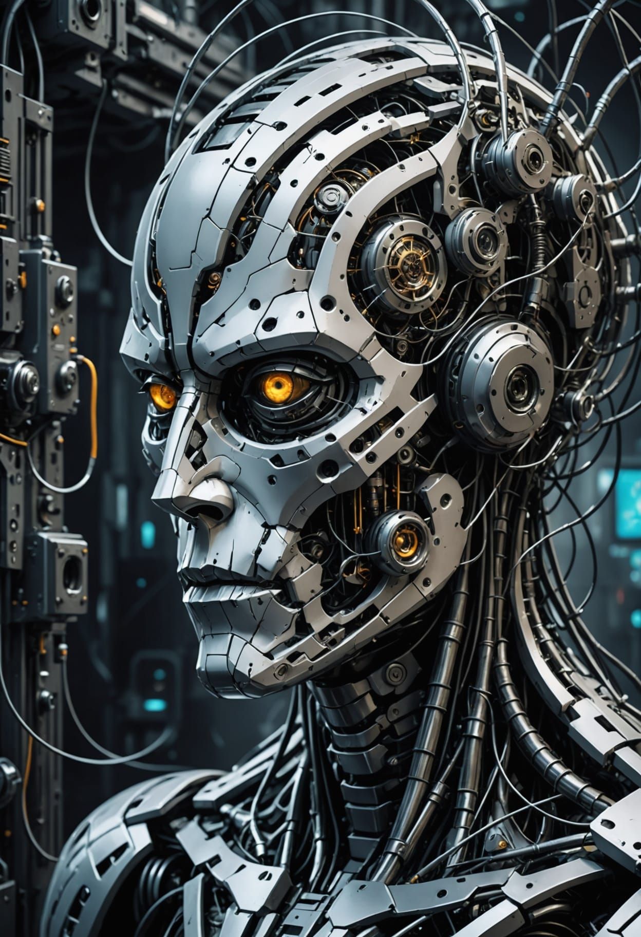 Surreal Biomechanical Abstract Masterpiece of Faces and Shap...