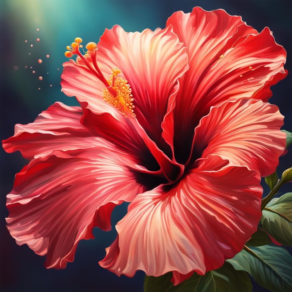 Hyperrealistic Hibiscus Flower Splash Art