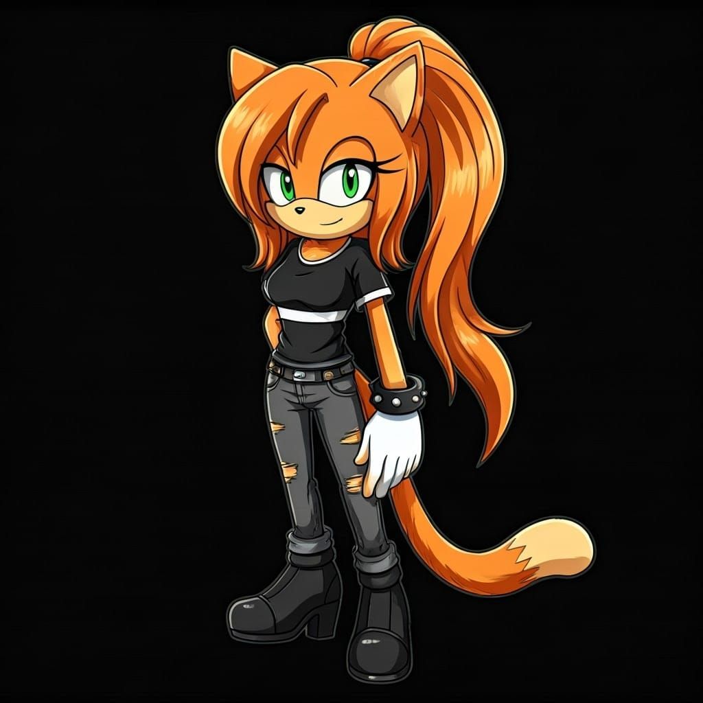 Ginger Cat Sonic Character in 2D Cartoon Style