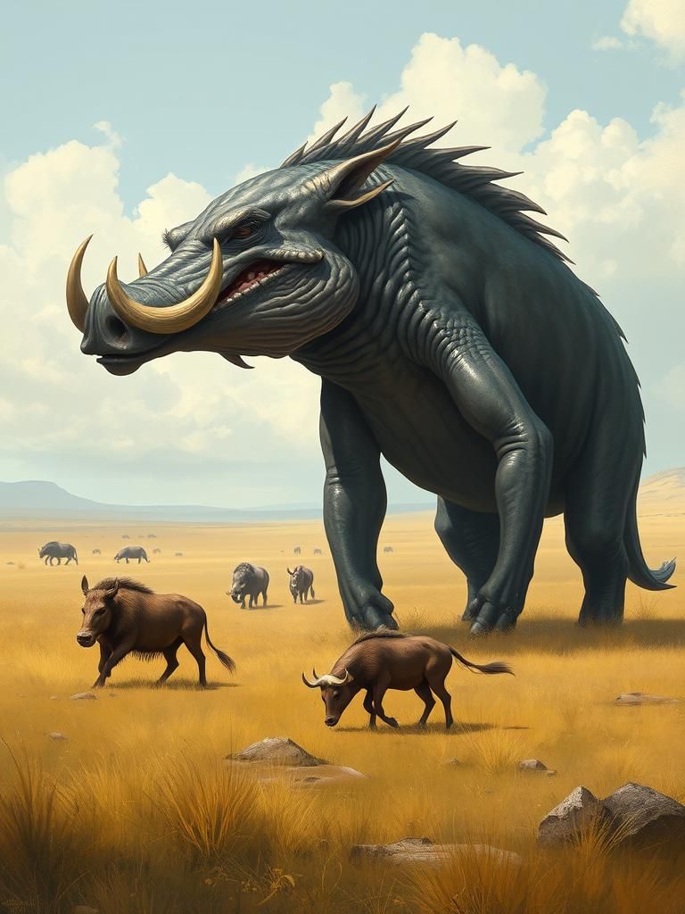 Whale-Warthog Hybrid Creature Concept Art