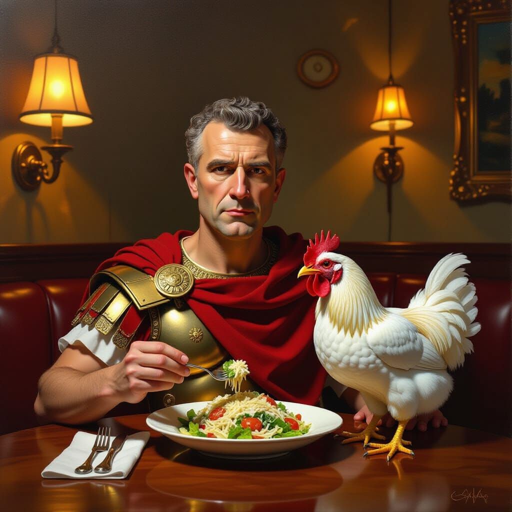 Caesar Caricature With Chicken and Salad