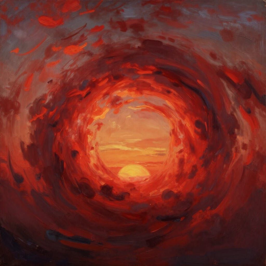 Crimson Sunset Vortex in Turner Style