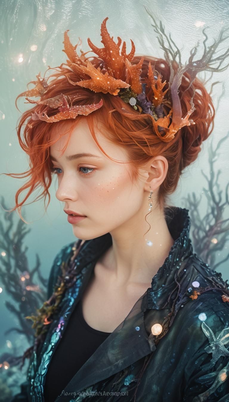 Oceanic Portrait: Bioluminescent Woman and Man