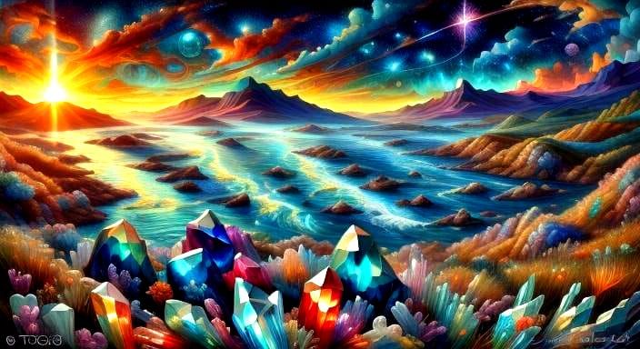 Stained Glass Gemstone Masterpiece: Aquamarine Skies and Eme...