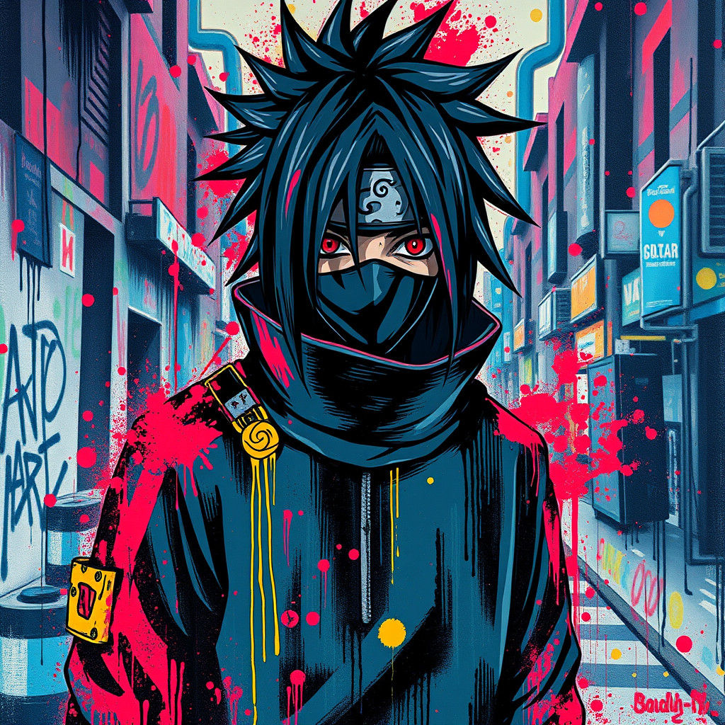 Madara Uchiha Graffiti Art in Street Style