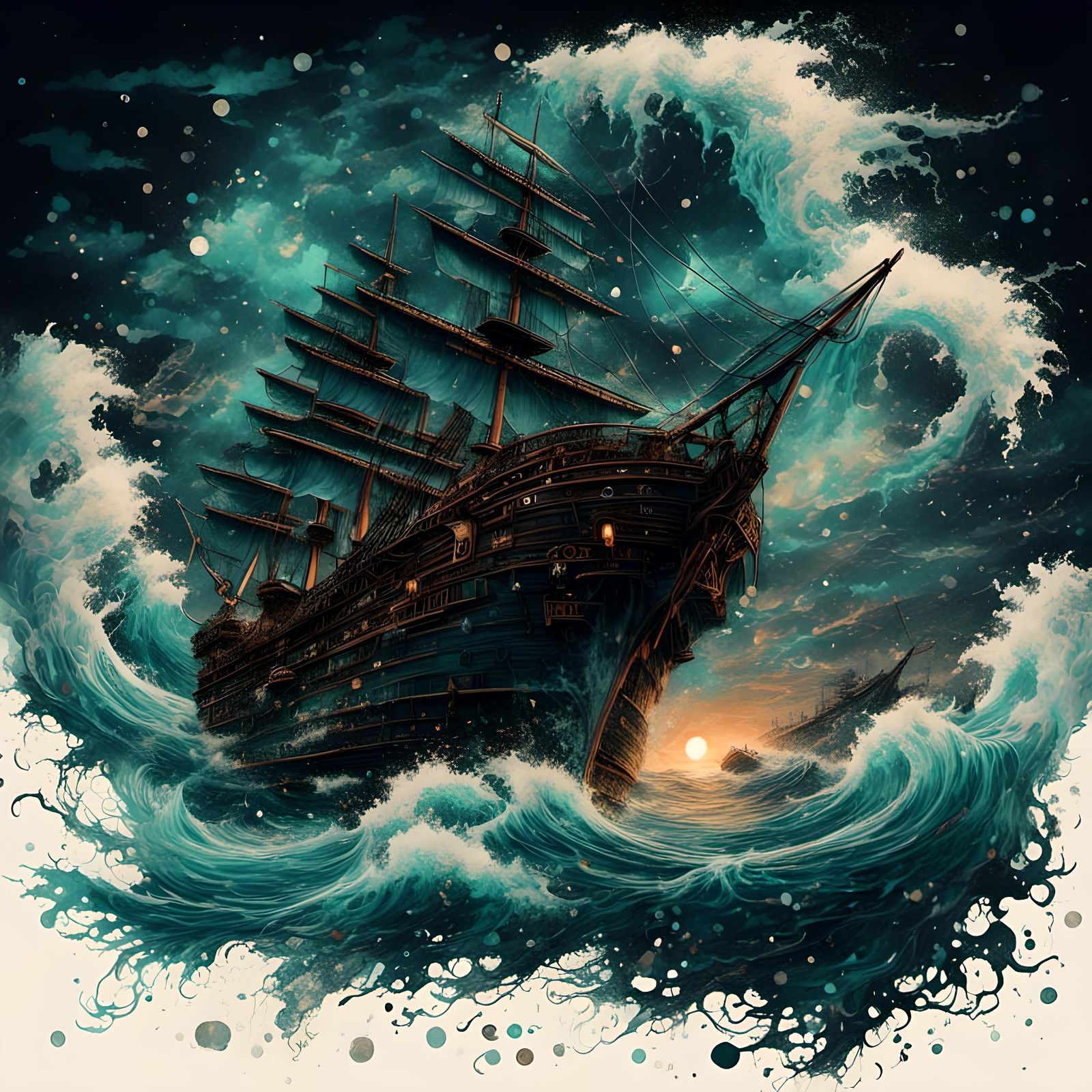 Steampunk Pirate God Controls Storm