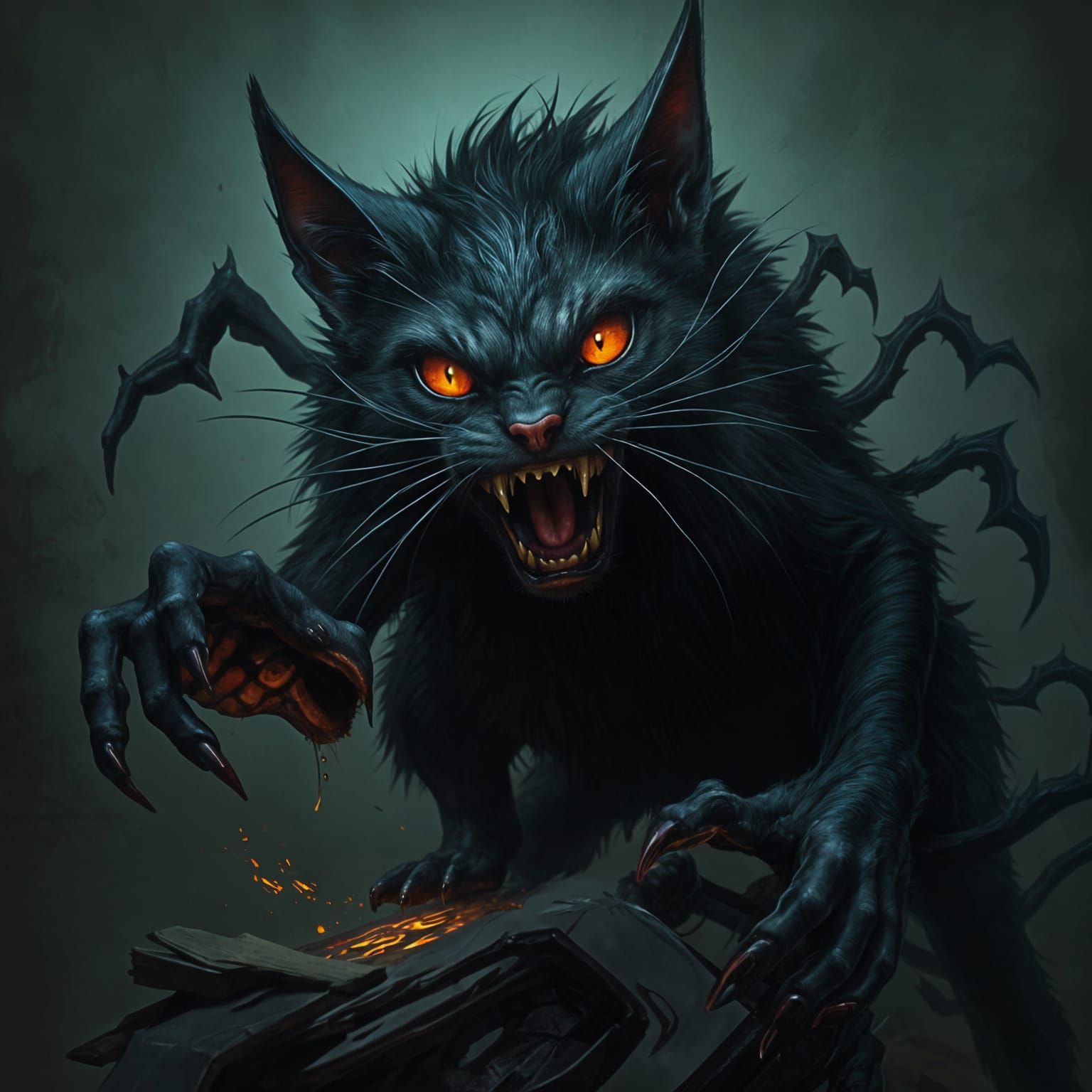 Dark Feline Macabre Fantasy Creature