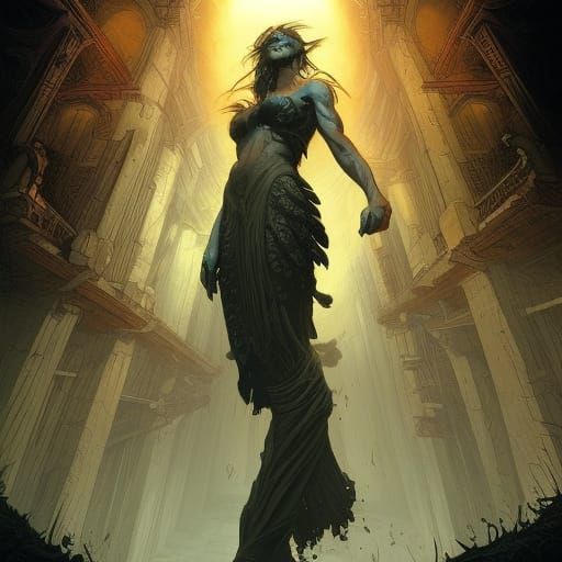 Godlike Beast in Dark Fantasy Art Style