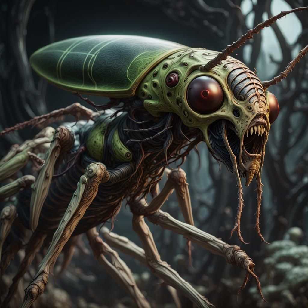 Eldritch Extraterrestrial Humanoid Locust: Detailed Matte Pa...