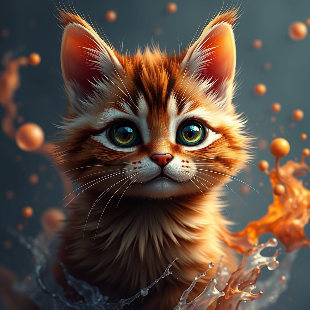 Whimsical Cinnamon Cat in Fantastical Realm