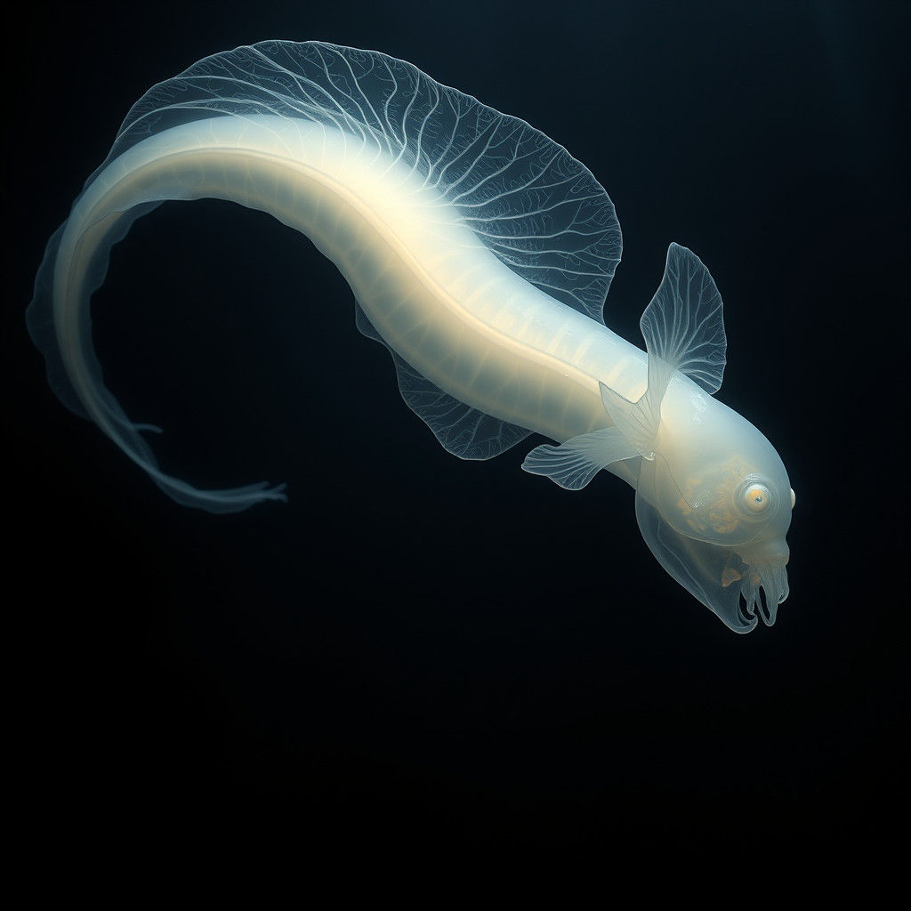 Bioluminescent Deep-Sea Creature in Ethereal Abyss