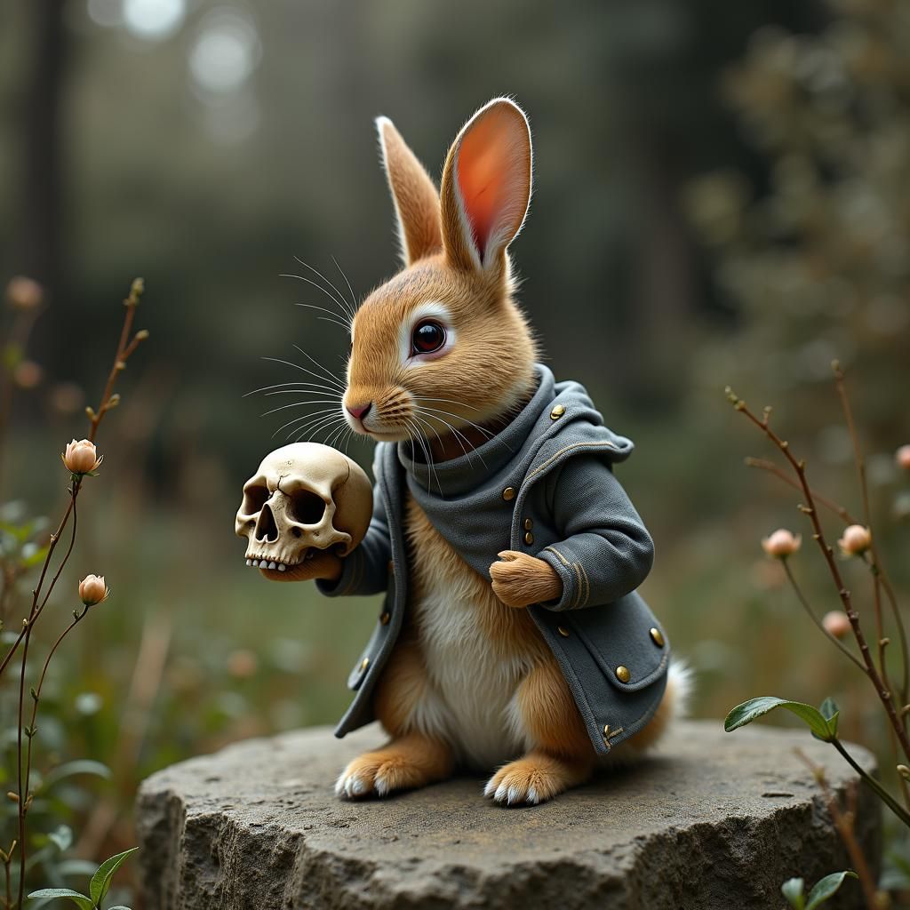 Peter Rabbit as Hamlet in Gloomy Garden