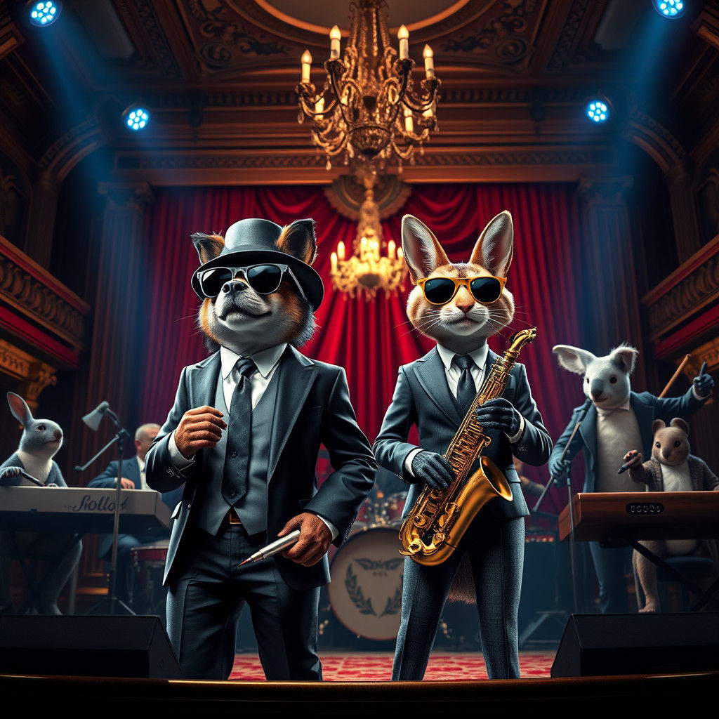 Animal Blues Brothers Perform Live On Stage
