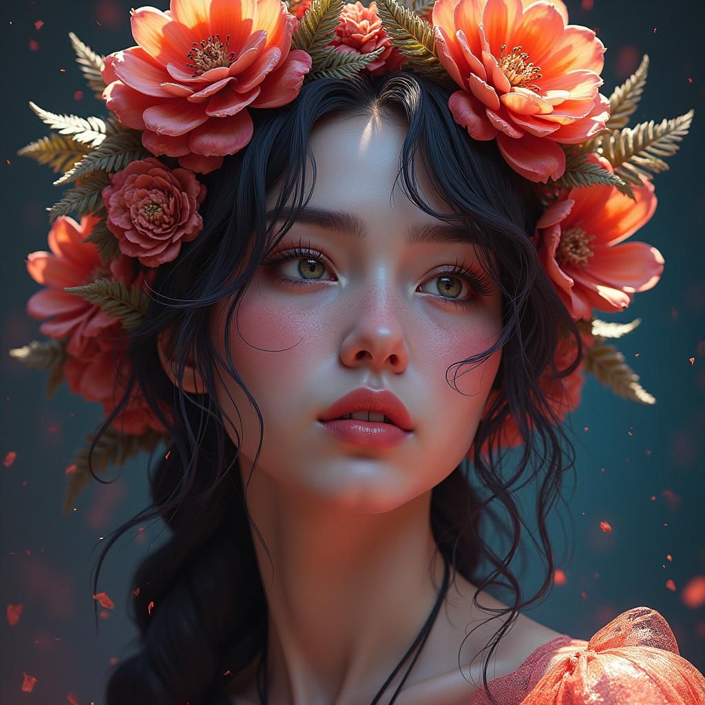 Art Nouveau Portrait in Dynamic Lighting