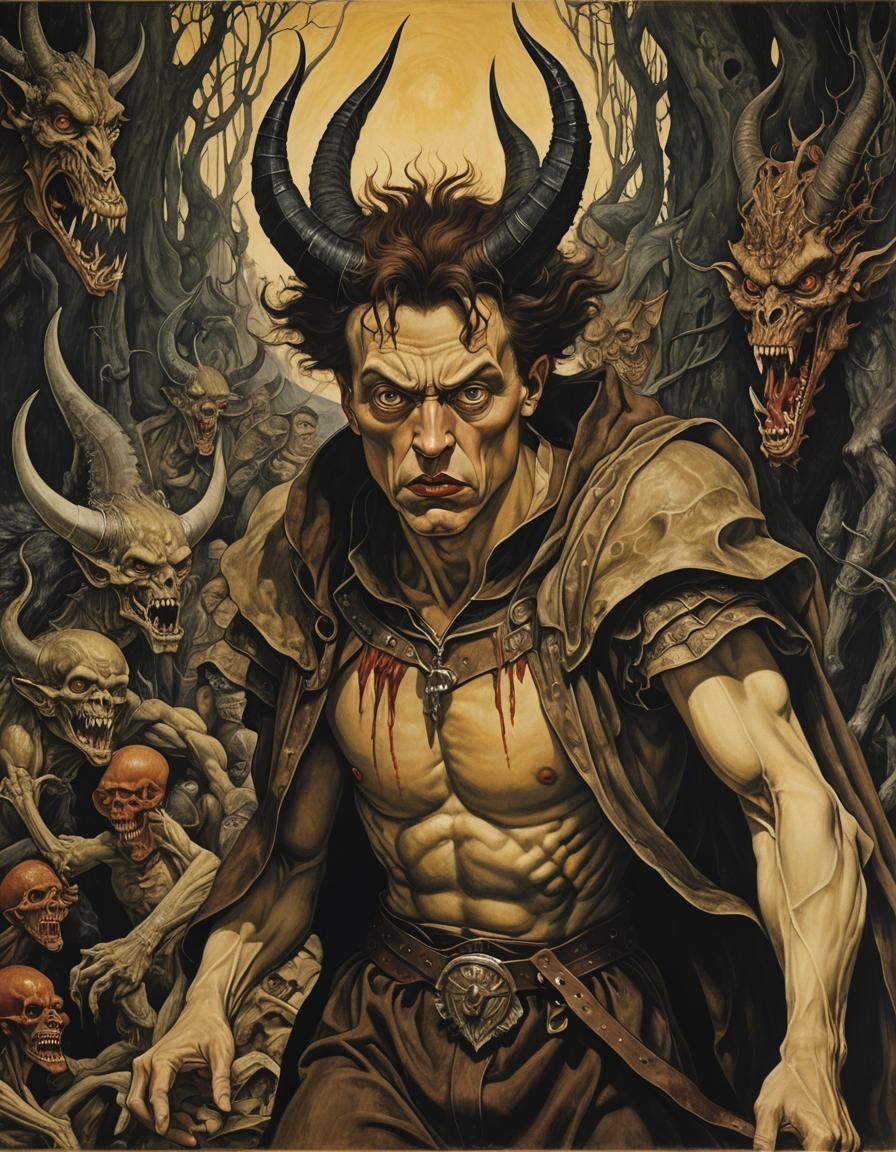 Terrible Horror Transformation as Matte Oil Painting