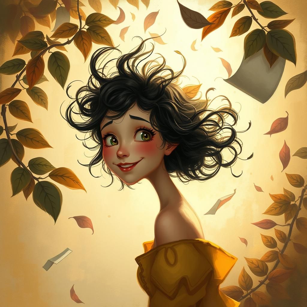 Whimsical Woman in Golden Light, Animation Style