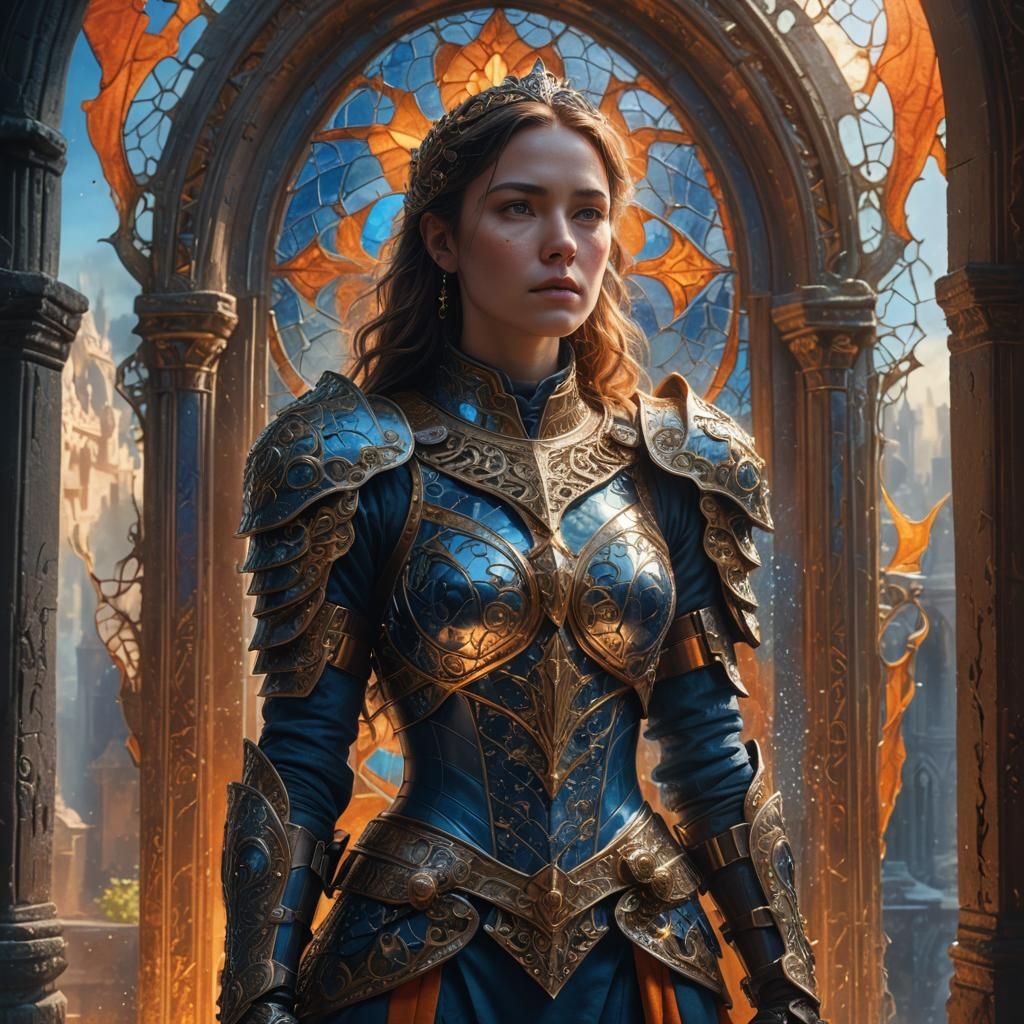Mystical Window: Woman in Ornate Armor