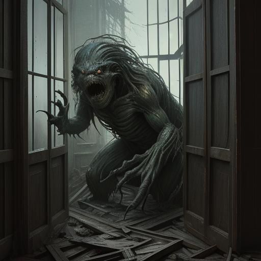 Horror Creature Reaching Through Window