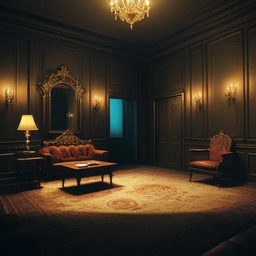 Ornate Lamps in Dark Academia Style