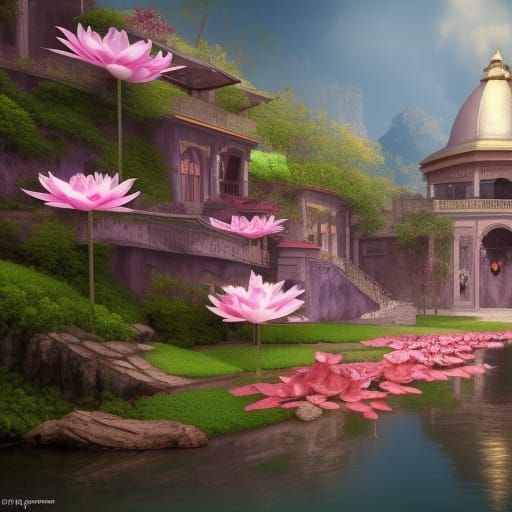Heaven Lotus Detailed Matte Painting in 8K