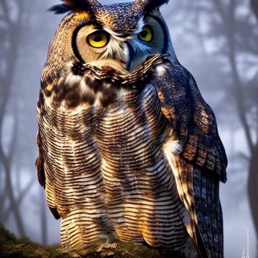 Majestic Great Horned Owl Portrait