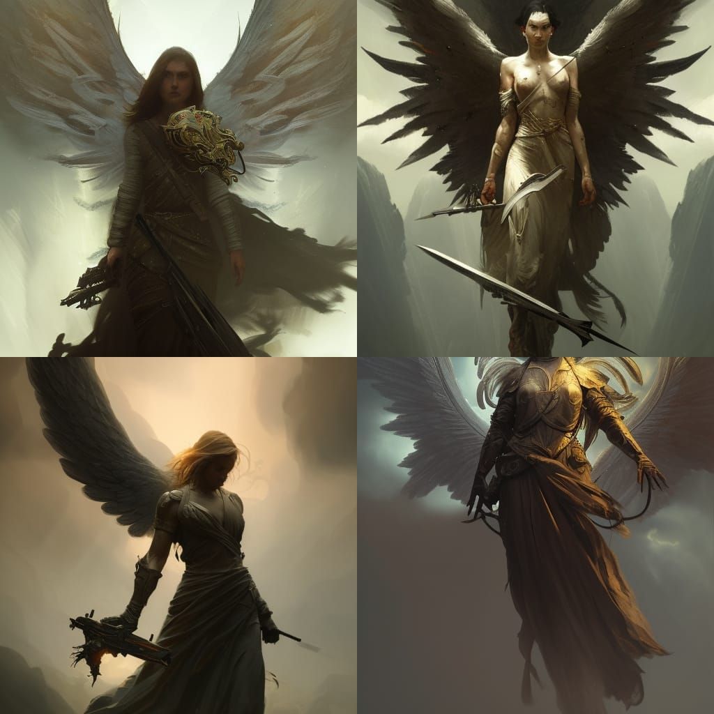 Epic Angel of War in Dark Fantasy Style