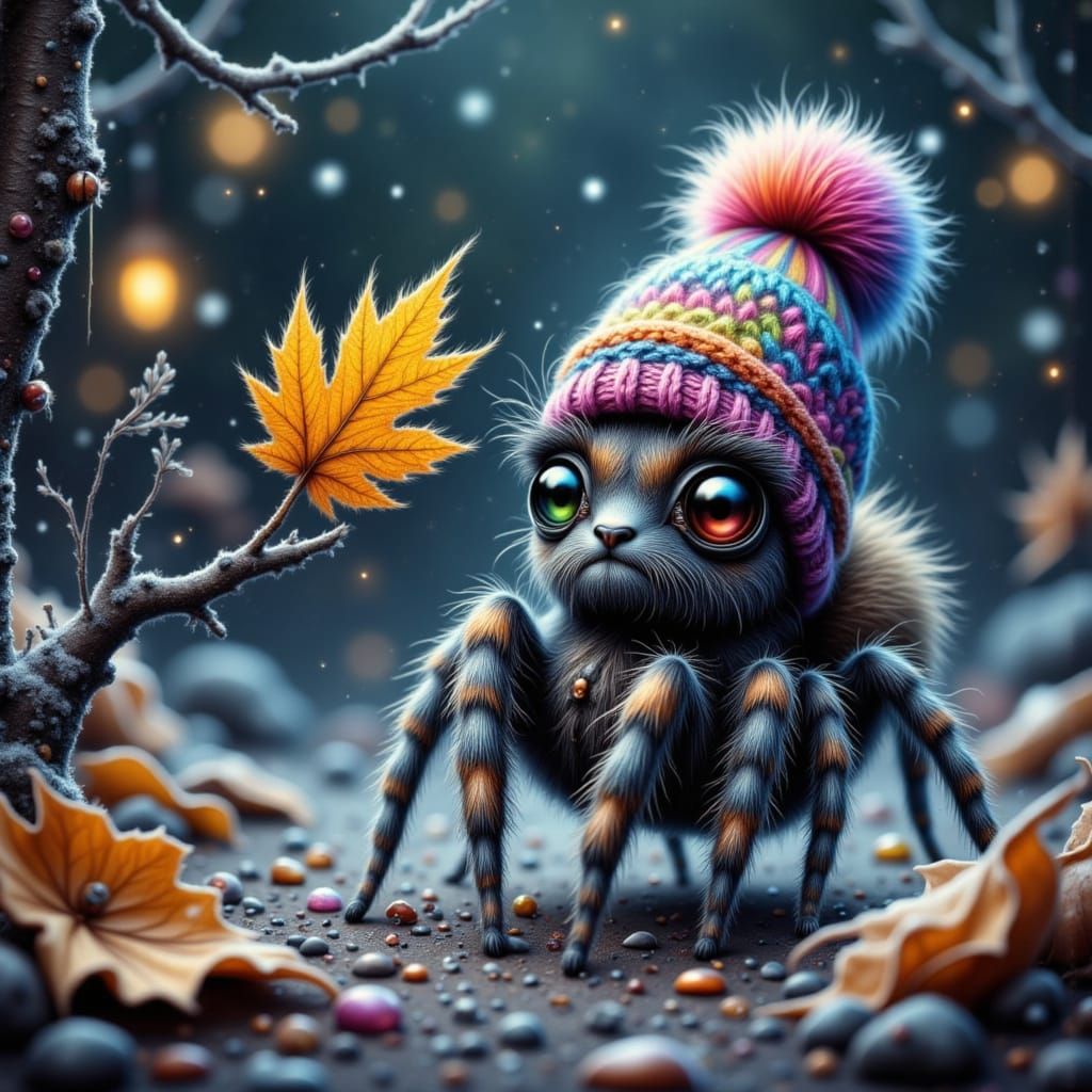 Whimsical Spider in Frosty Wonderland
