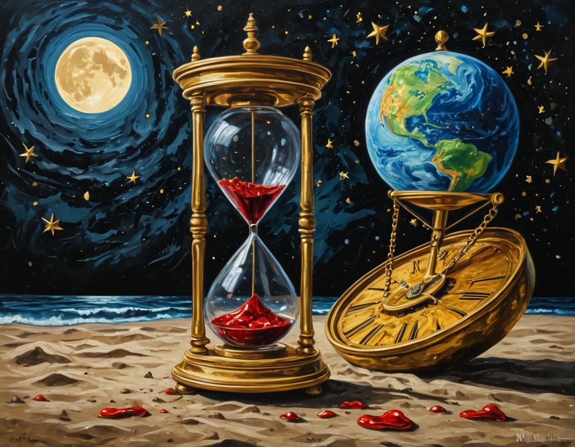 Golden Hourglass with Earth and Blood, Neo-Impressionism