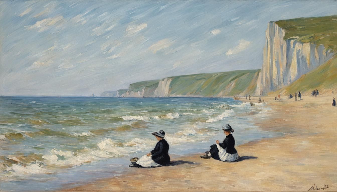 Mélanie Gazing at Cliffs, Oil Painting Style