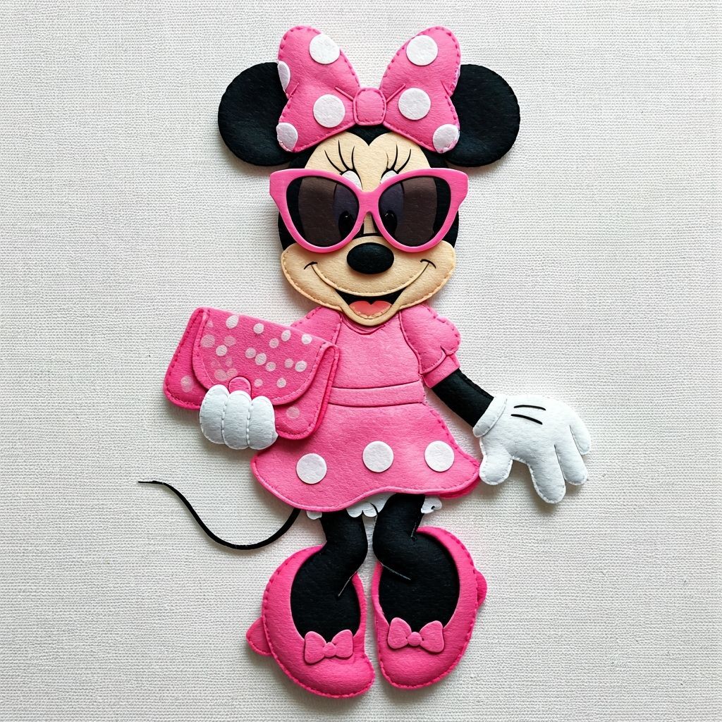 Felt Art: Cartoon Minnie Mouse in Polka Dots