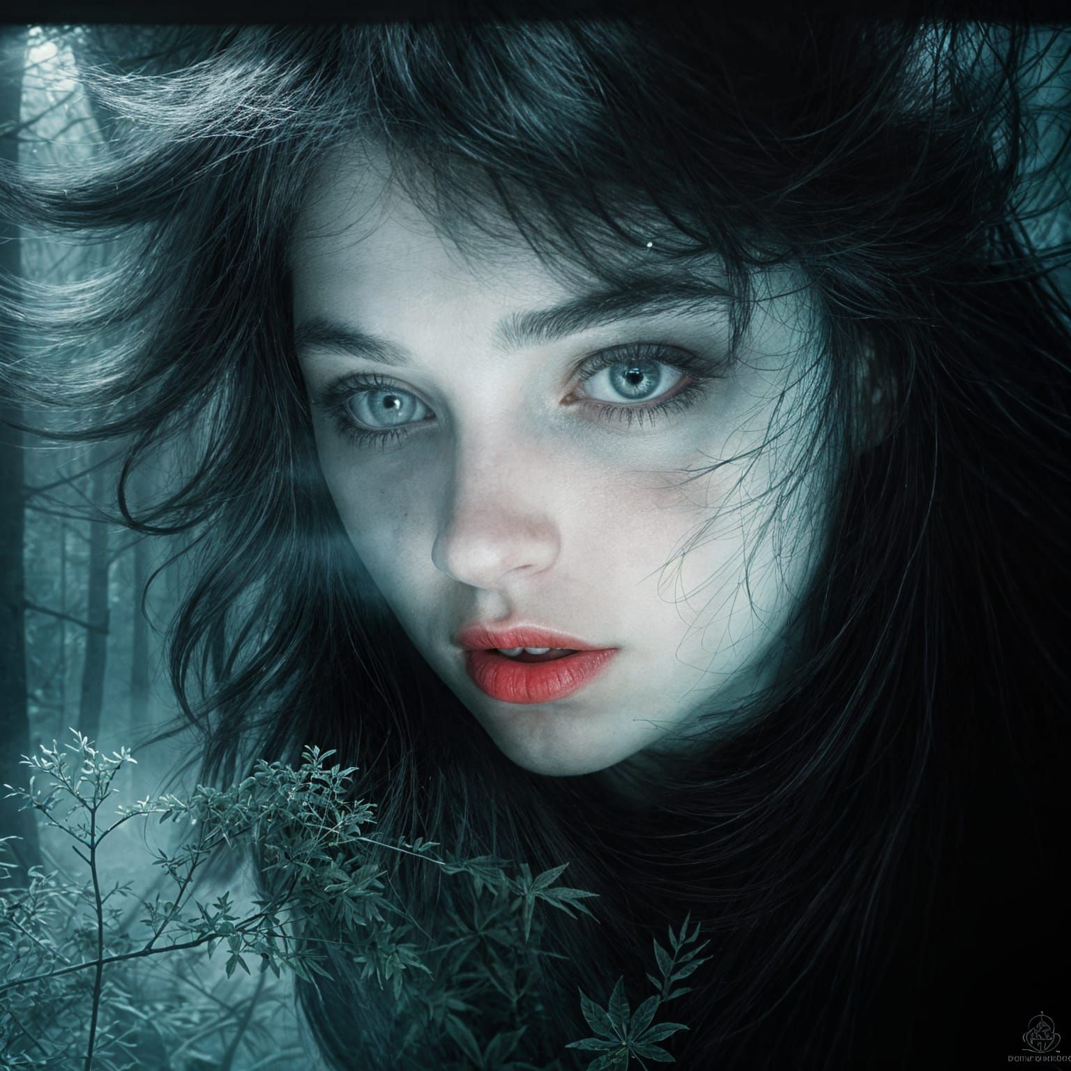 Figure Emerges from Dark, Foggy Forest