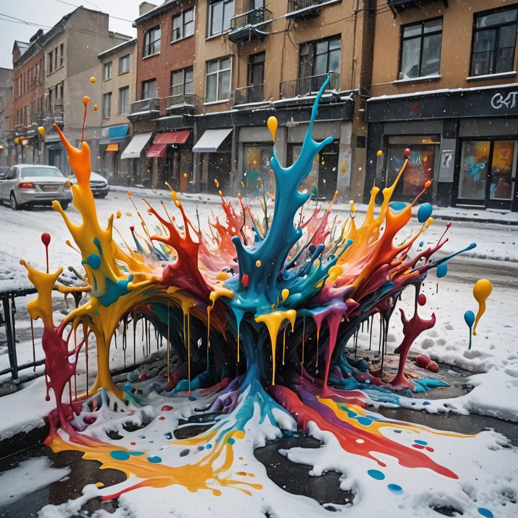 Ink Tornado Paints City in Explosive Splatter Art