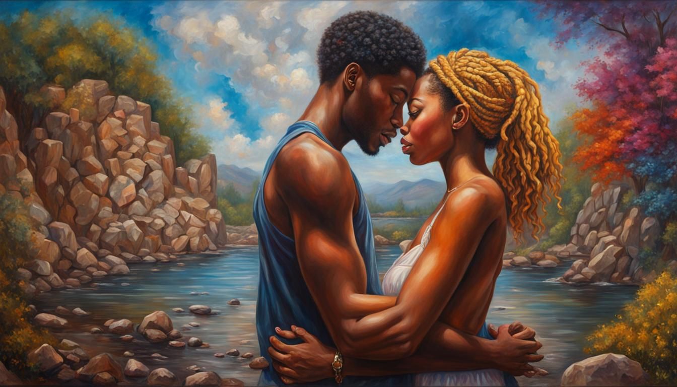 Hyperrealistic Oil Painting of a Loving Couple