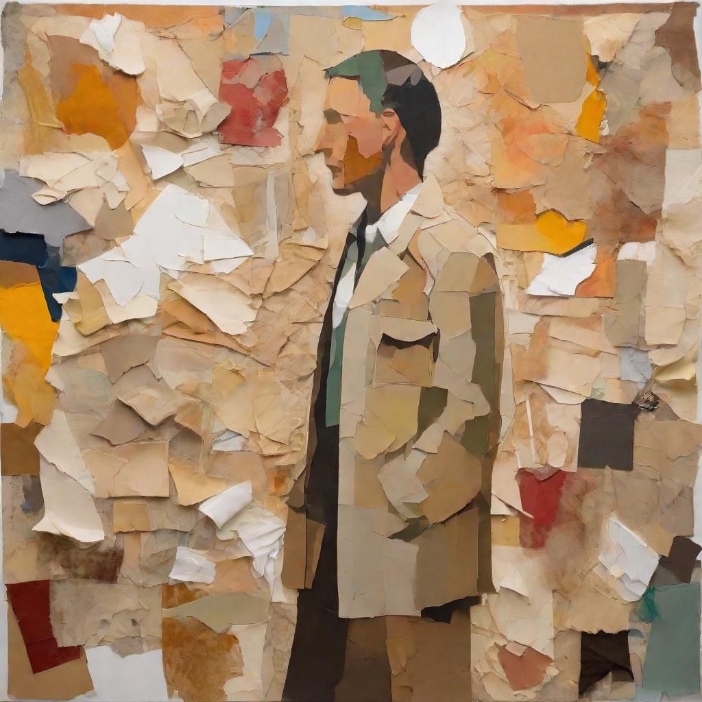 Abstract Expressionism: Person Surrounded by Paper Fragments