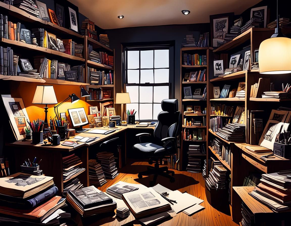 Cozy Illustration Studio with Creative Clutter
