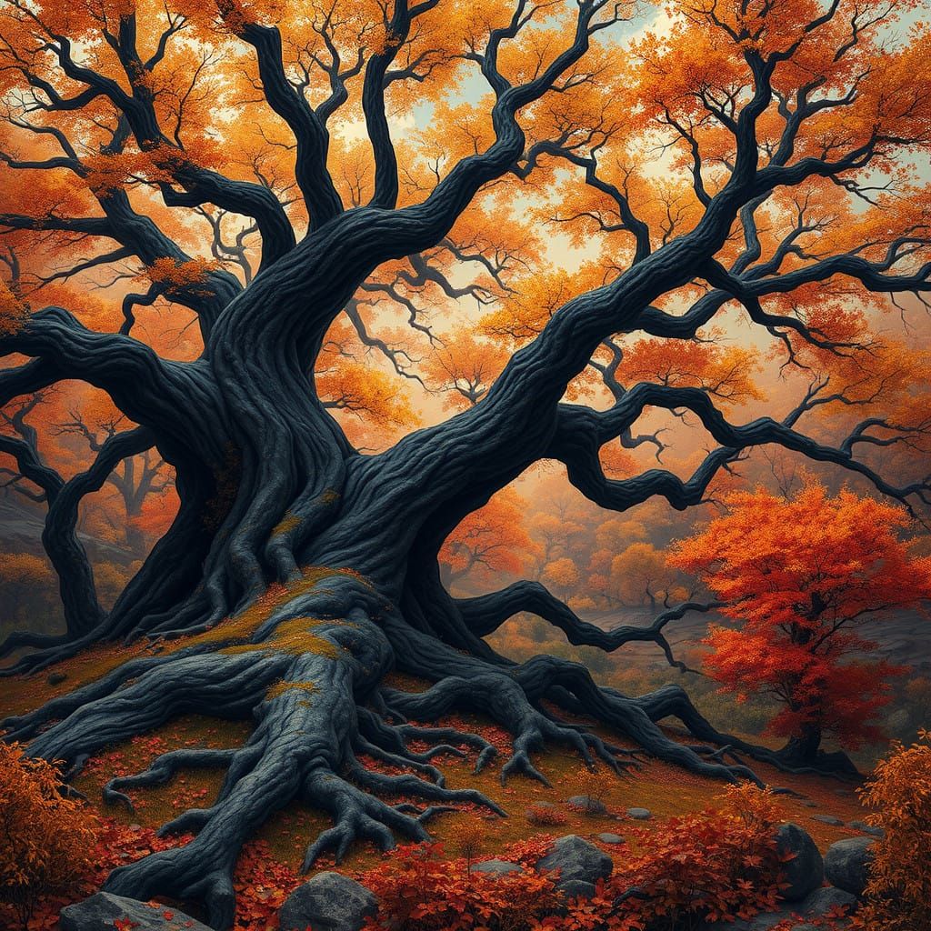 Autumnal Dreamscape in Vibrant, Warm Hues