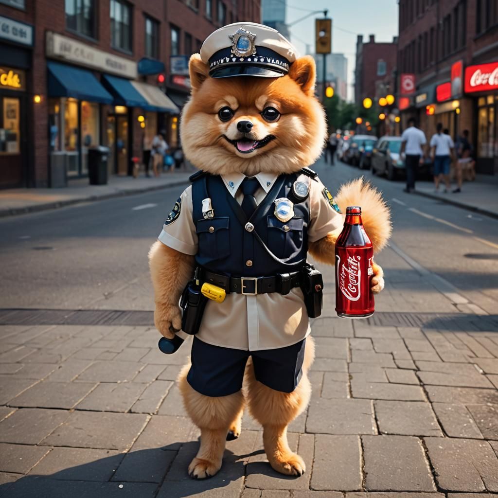 Pomeranian Police Officer in Urban Setting