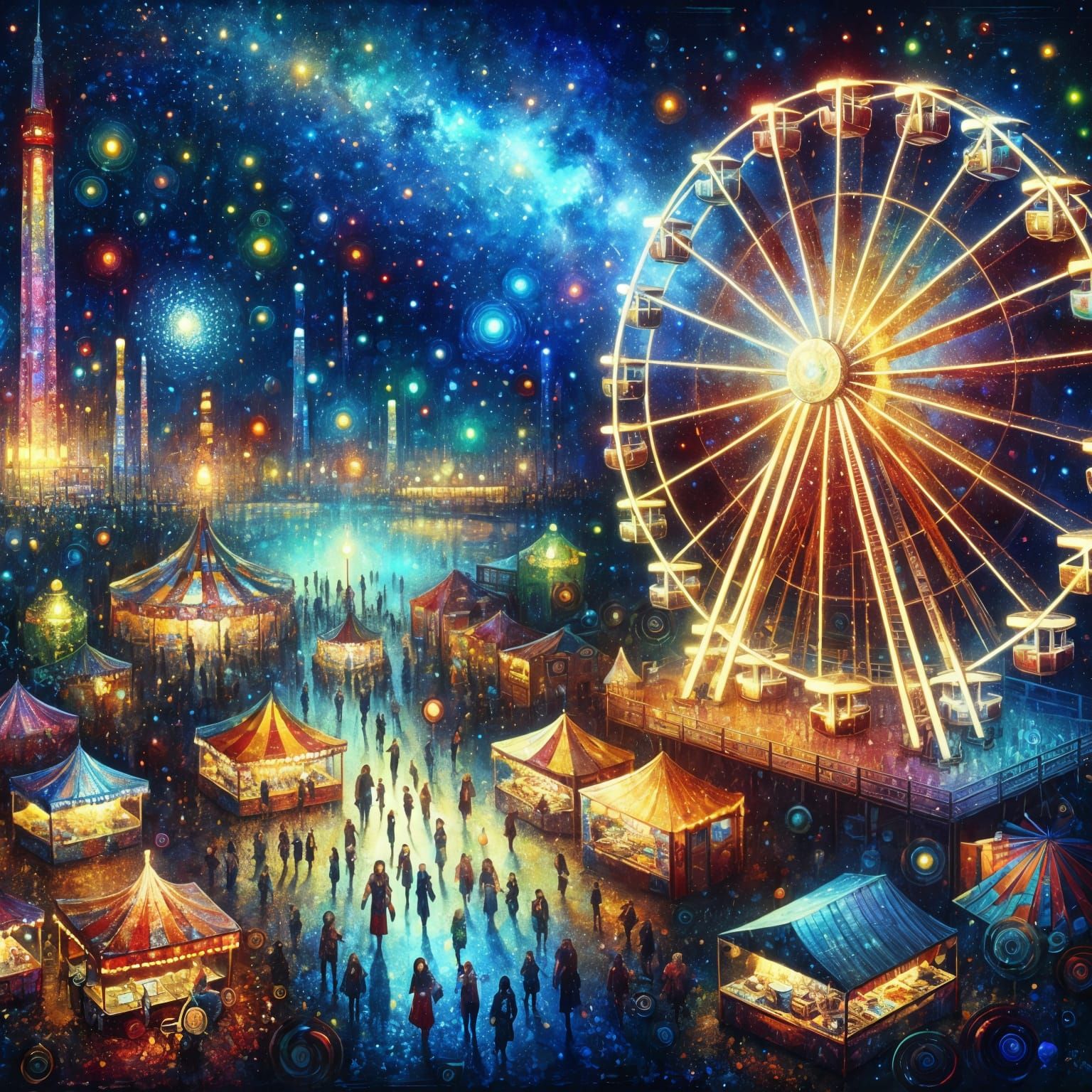 Enchanting Fairground Under Starlit Sky