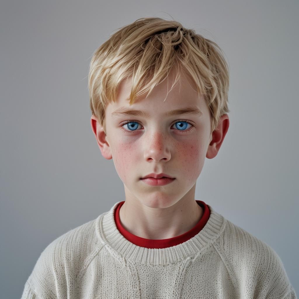 Boy with Blond Hair in Soft Studio Lighting