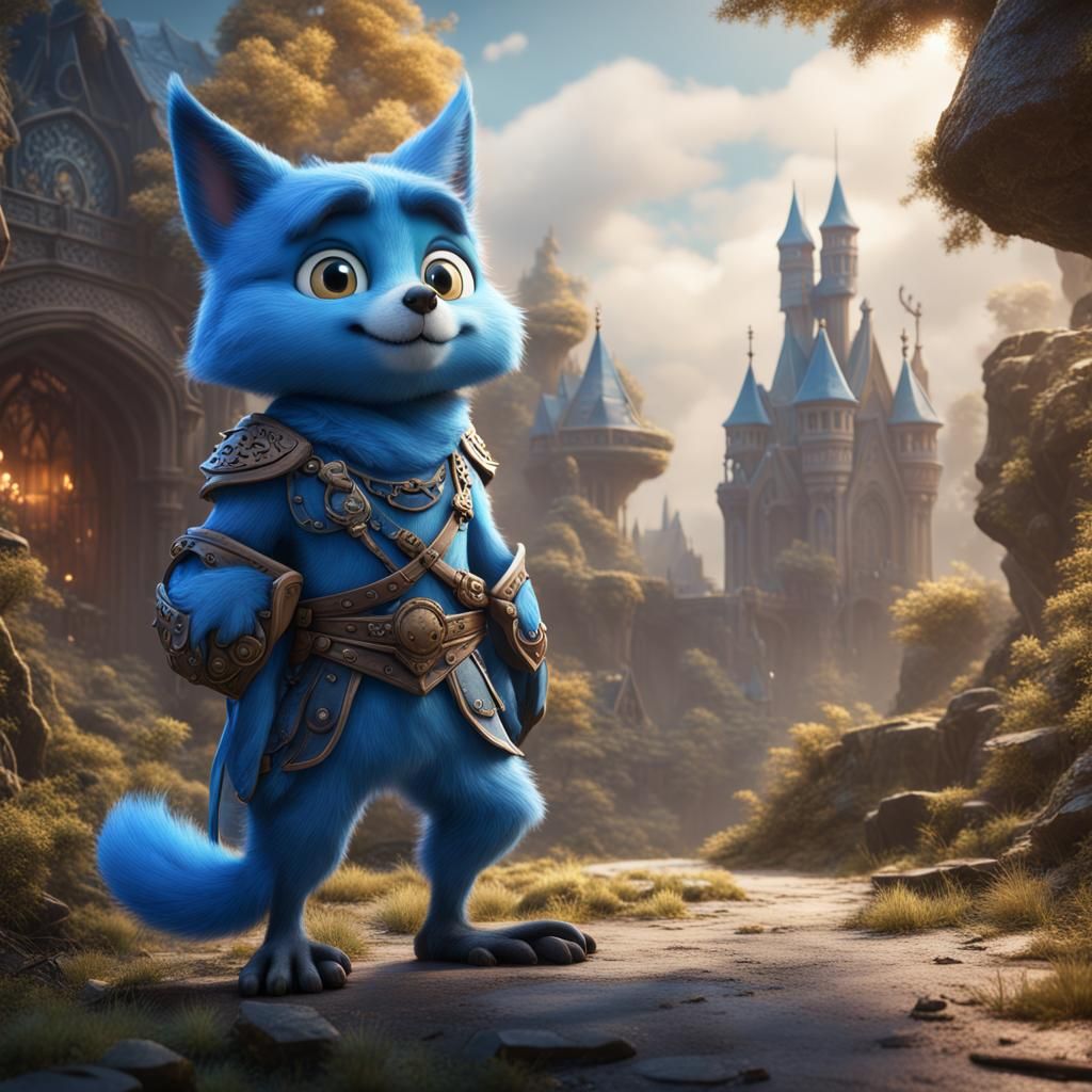 Bluey as a Fantasy Character in Detailed Art